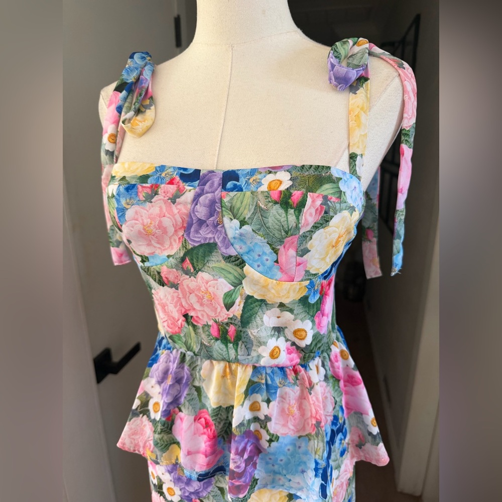 Show Me Your MuMu Paxton Floral Midi Dress in Flower Shop Sz S - Picture 4 of 10